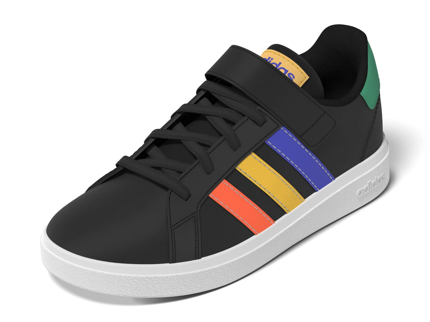 adidas Boy's Grand Court 2.0 EL (Little Kid/Big Kid) Core Black/Lucid Blue/Court Green 6.5 Big Kid M