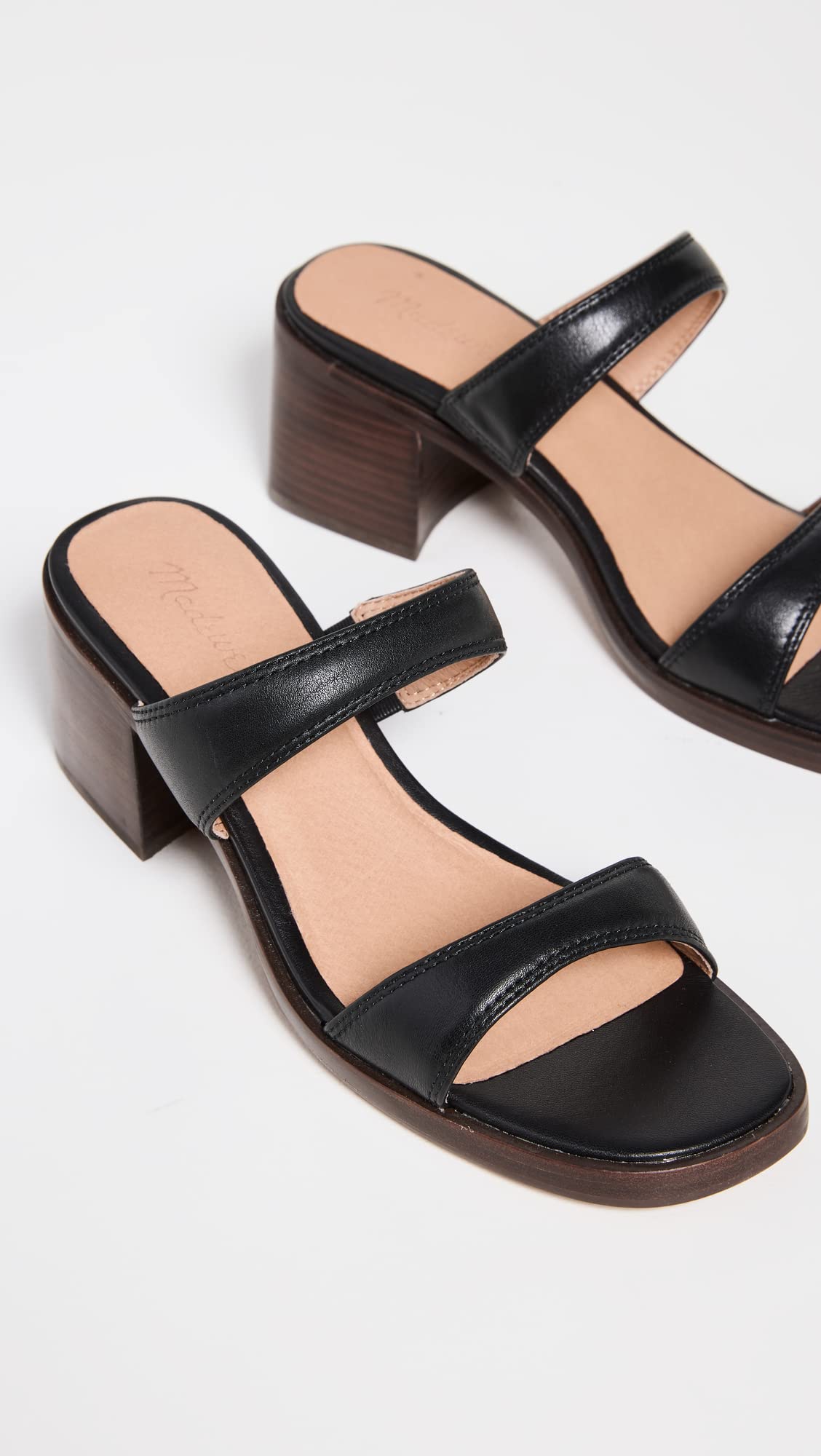 Madewell Women's Ora Double Strap Sandals, True Black, 7.5 Medium US
