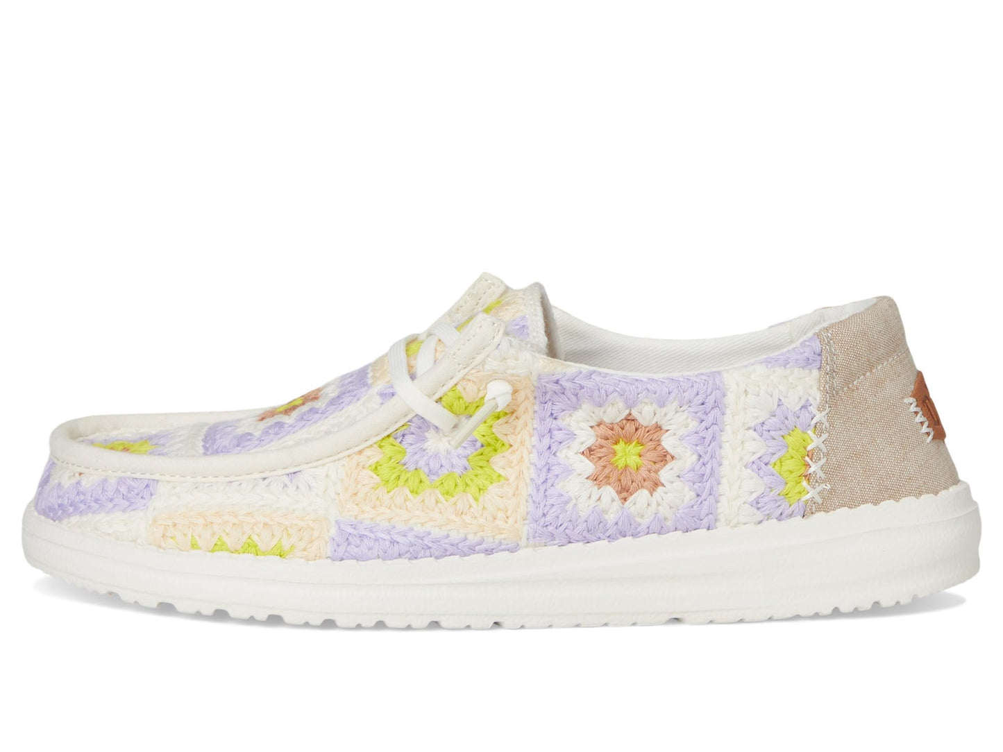 HEYDUDE Women's Wendy Cottage Crochet Egret/Lavender/Multi 8 Medium