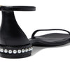 Stuart Weitzman Nudistcurve Pearl Flat Sandal Black 8.5 B