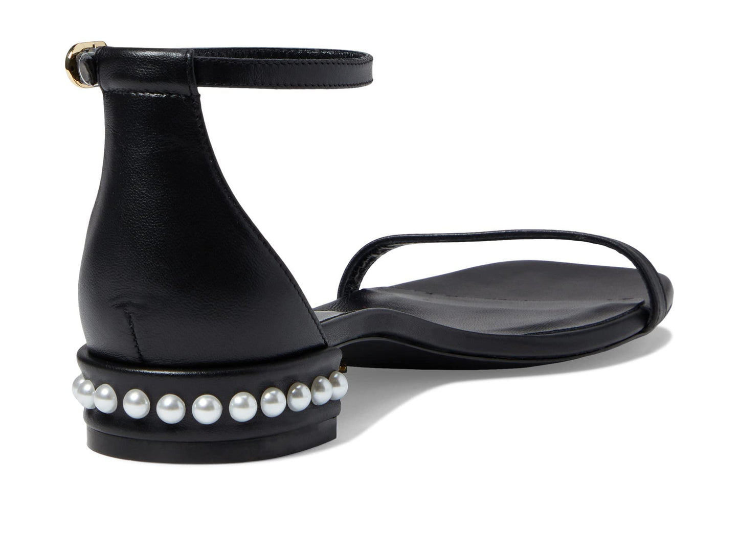 Stuart Weitzman Nudistcurve Pearl Flat Sandal Black 8.5 B