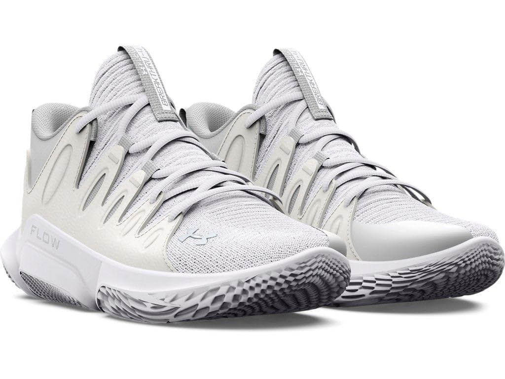 Under Armour Women's UA Flow Breakthru 4 Basketball Shoes (White/Halo Gray/Metallic Silver - 101, US Footwear Size System, Adult, Women, Numeric, Medium, 8)