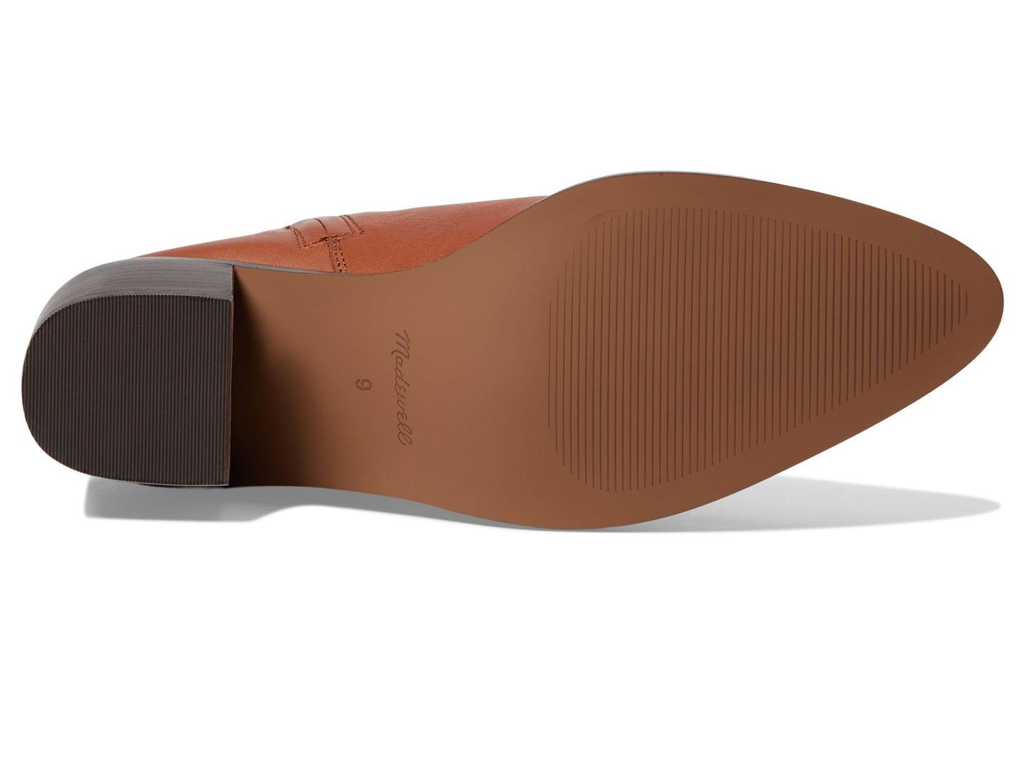 Madewell The Everten Ankle Boots for Women in Leather - Soft Lining - Padded Leather Footbed - Stacked Heel Warm Cinnamon 8 M