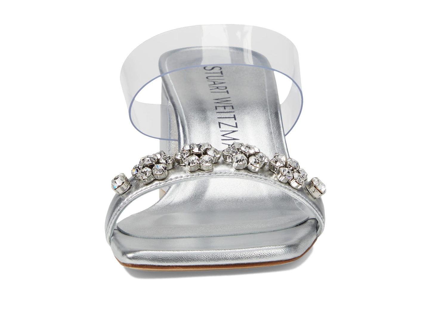 Stuart Weitzman Crystal Fleur 60 Slide Silver/Clear 8.5 B