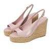 Stuart Weitzman Island Peep-Toe Espadrille Wedge Ballet/Natural 7 B