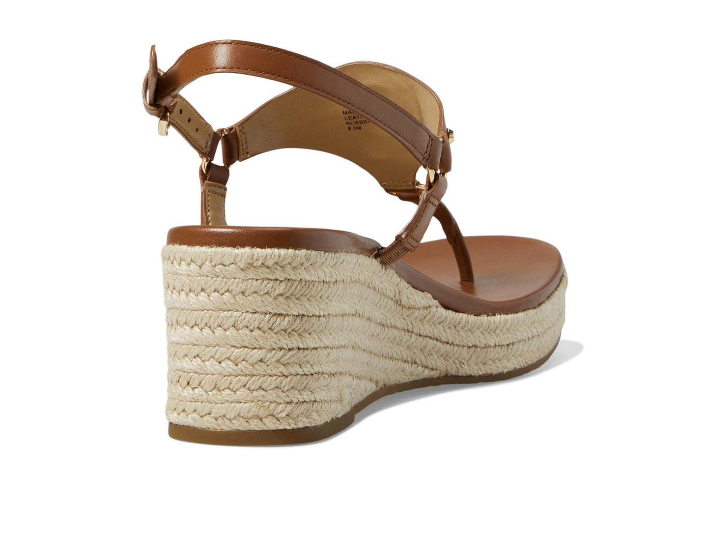 MICHAEL Michael Kors Casey Wedges for Women - Leather Upper - Synthetic Lining Insole and Outsole - Round Toe Luggage 7 M