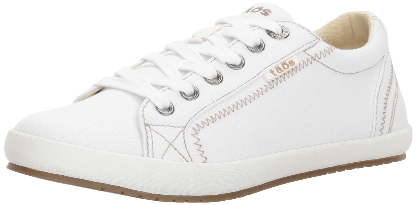 Taos Star Women's Sneaker - Iconic Style with Canvas Design for Everyday Adventures - Custom Fit Lacing and Removable Footbed with Arch Support for All Day Comfort White 6.5 W US