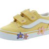 Vans Kids Old Skool V Flower (Infant/Toddler) Sneaker, Yellow, 4 US Unisex
