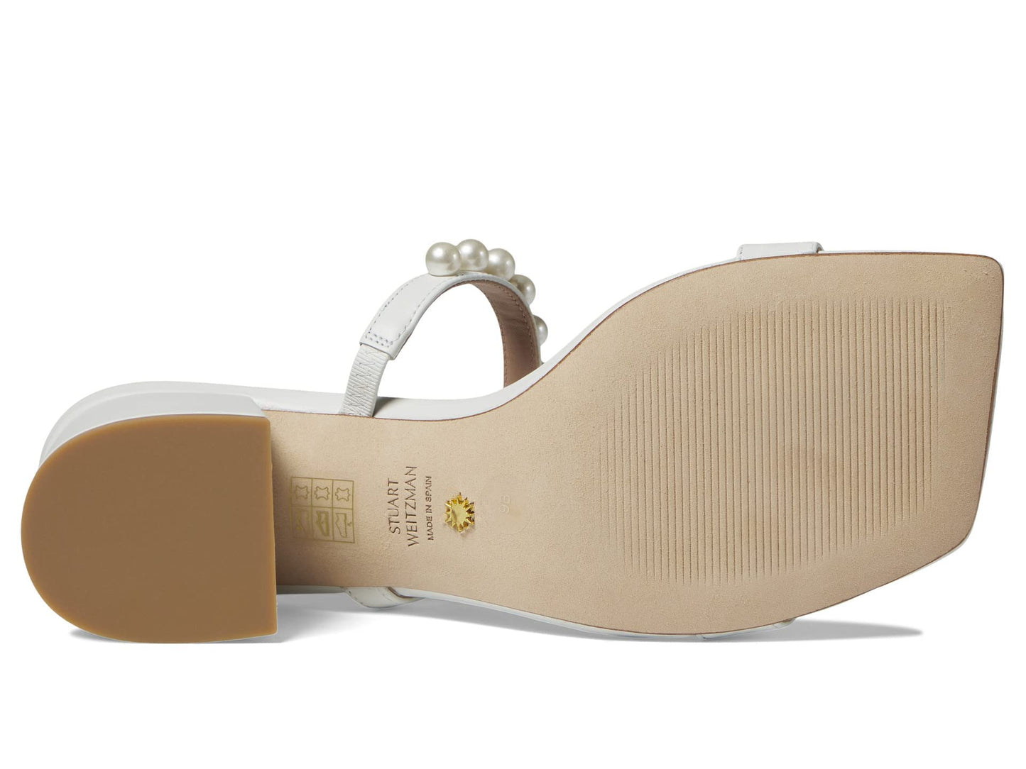 Stuart Weitzman Goldie 60 Block Slide White 8.5 B