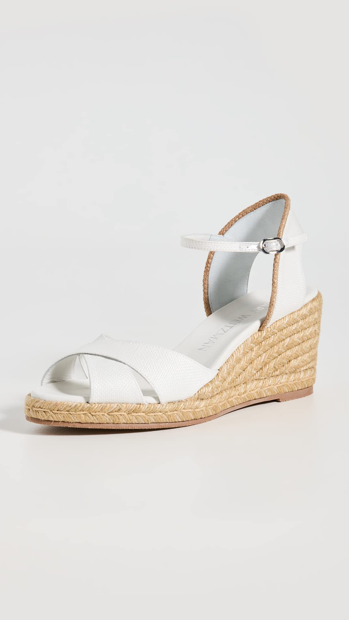Stuart Weitzman Women's Mirela Ii Wedge Espadrilles, White/Natural WLJ, 8.5 Medium US