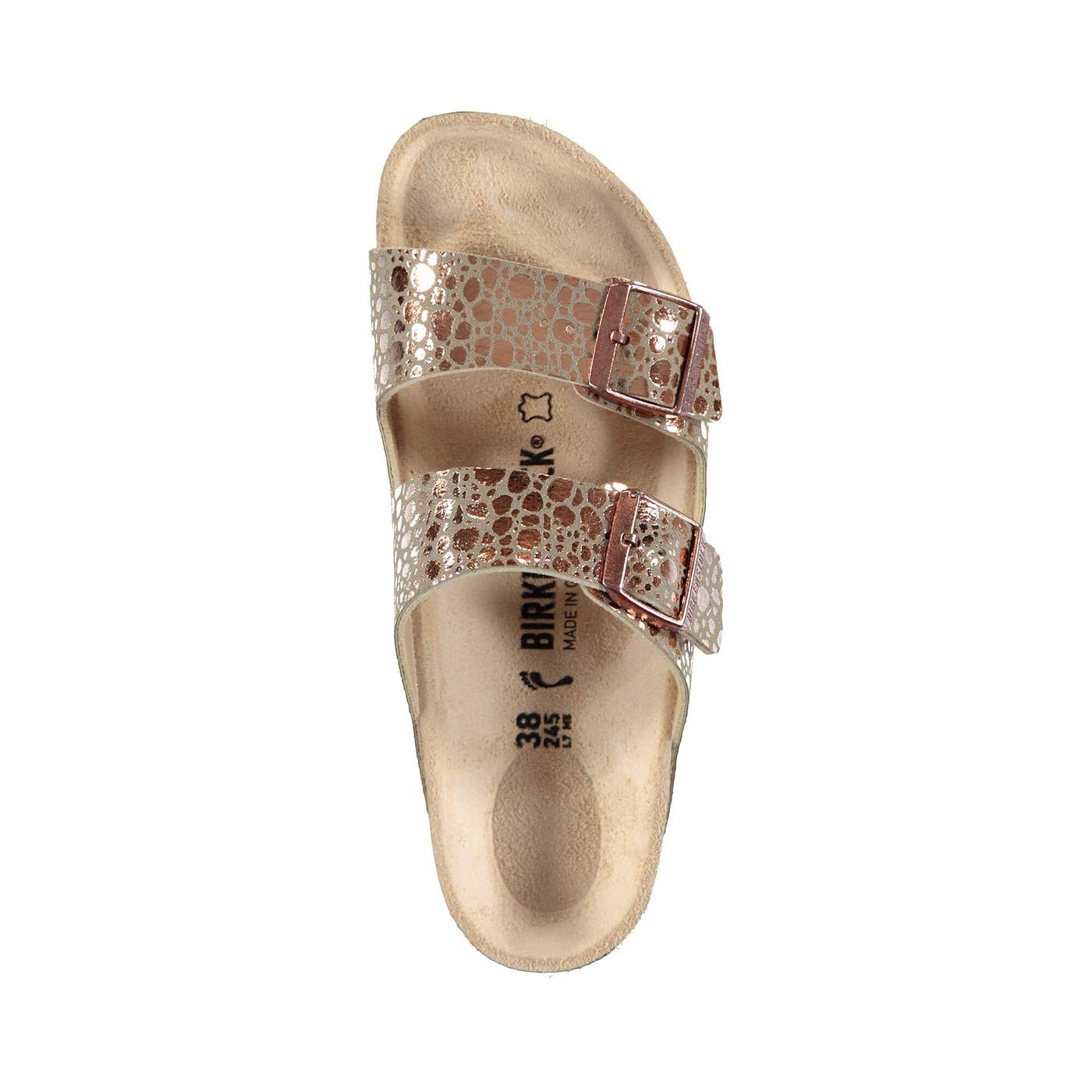 Birkenstock ARIZONA Birko-Flor, Women's Mules Open Toe Sandals, Beige (Metallic Stones Copper Metallic Stones Copper), 5 UK (38 EU)