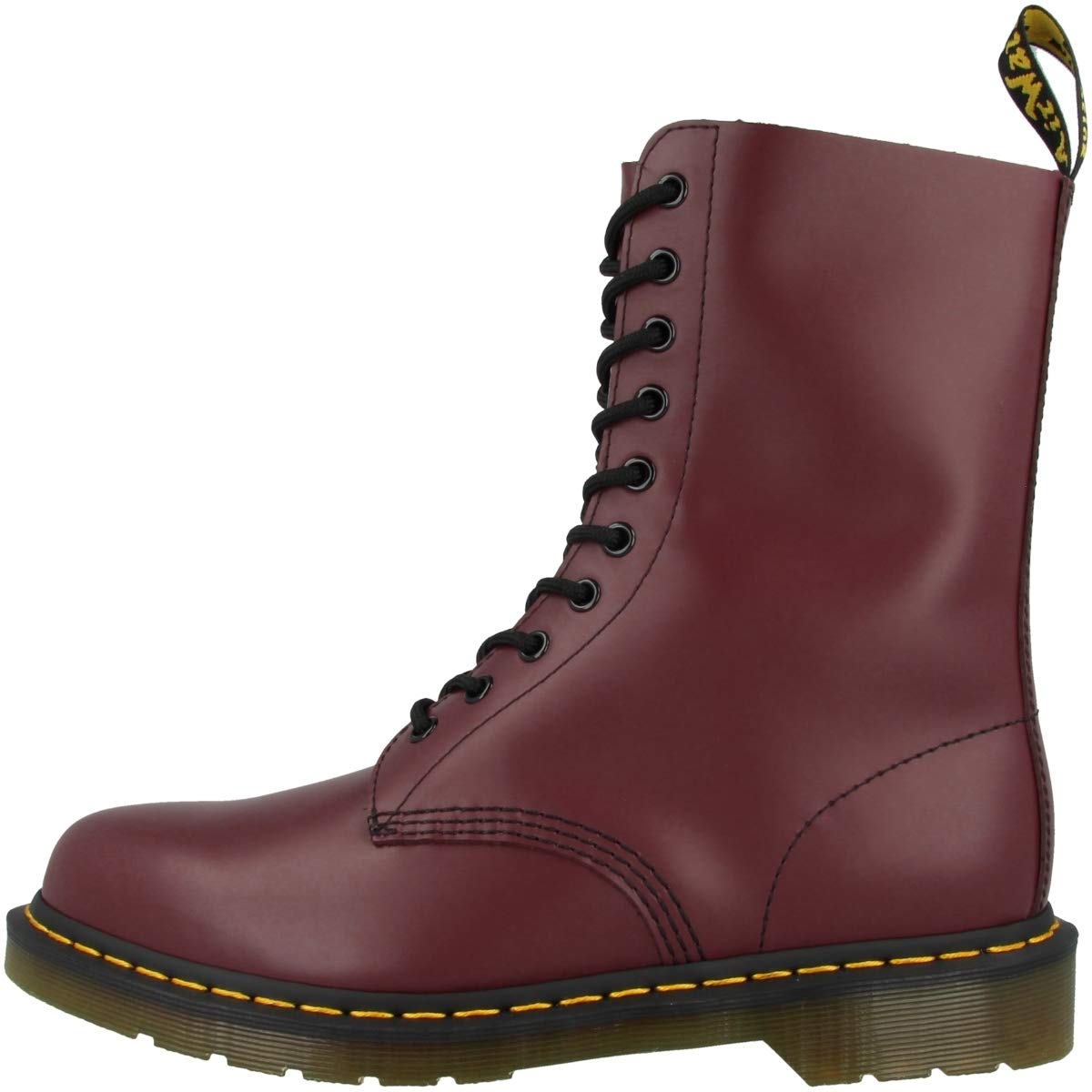 Dr. Martens, 1490 10-Eye Leather Boot Cherry Red Smooth, 5 Women/4 Men