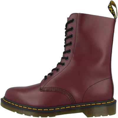 Dr. Martens, 1490 10-Eye Leather Boot Cherry Red Smooth, 5 Women/4 Men