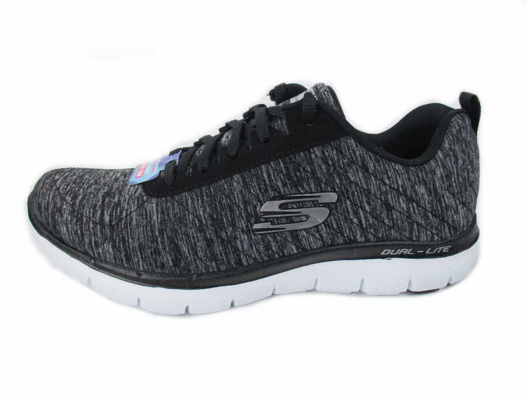 Skechers womens Flex Appeal 2.0 Sneaker, Black/White, 10 US