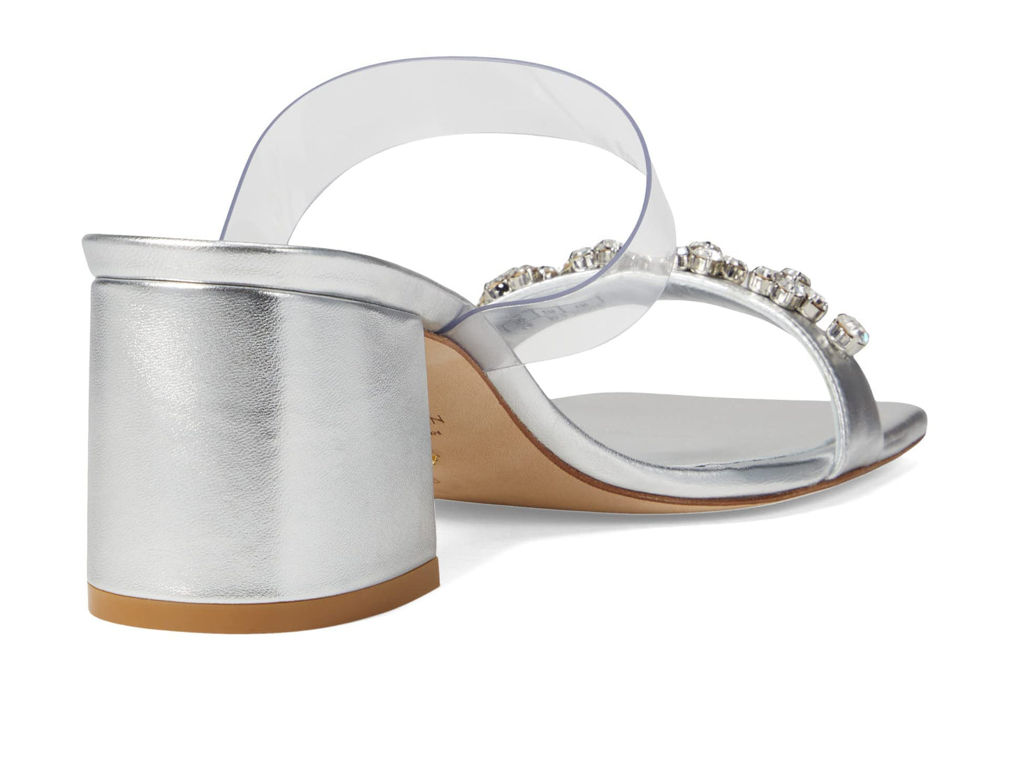 Stuart Weitzman Crystal Fleur 60 Slide Silver/Clear 8.5 B