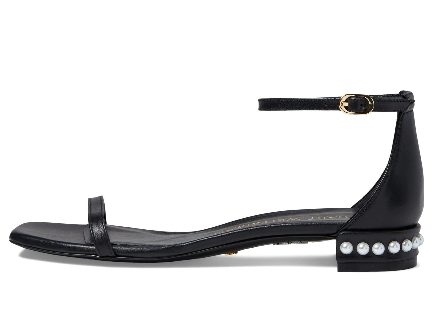 Stuart Weitzman Nudistcurve Pearl Flat Sandal Black 8.5 B