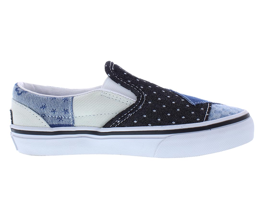 Vans K Classic Slip-On Patchwork (Little Kid) Sneaker, Denim Navy/True White, 11 US Unisex