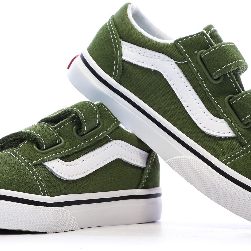 Vans Kids Old Skool V (Infant/Toddler) Sneaker, Color Theory Pesto, 6 US Unisex