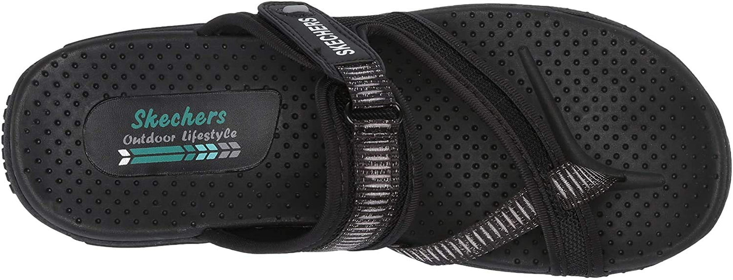 Skechers Women's REGGAE - SEIZE THE DAY - Toe Thong Sandal Sandal, black, 8.5 M US