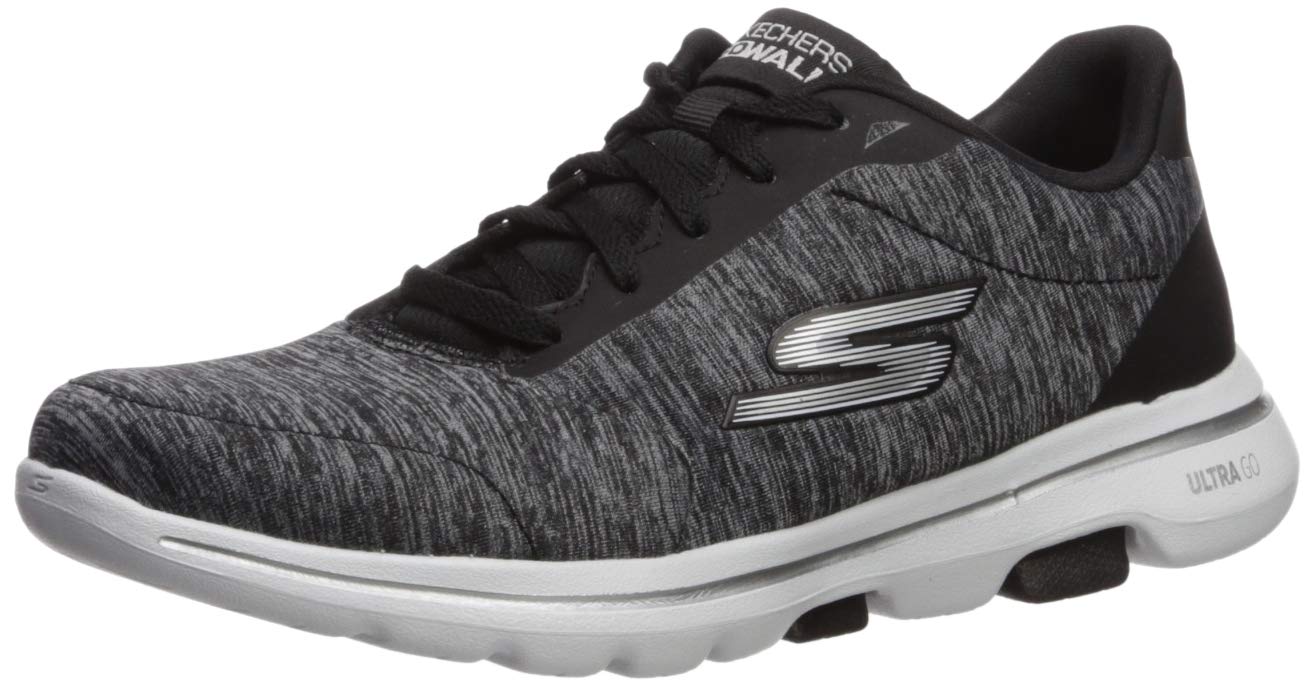 Skechers Women's Go Walk 5 True Sneaker, Black/White, 11