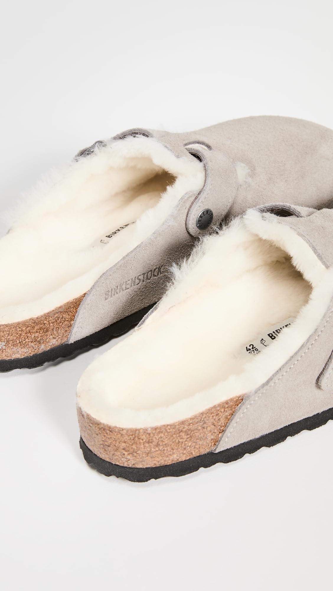 Birkenstock Men's Boston Shearling Sandals, Stone Coin/Natural, Grey, 10 Medium US