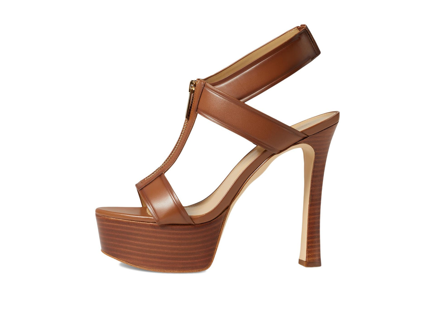 MICHAEL Michael Kors Berkley High Platform Heels for Women - Synthetic Outsole - Luxurious Leather Upper Luggage 7.5 M