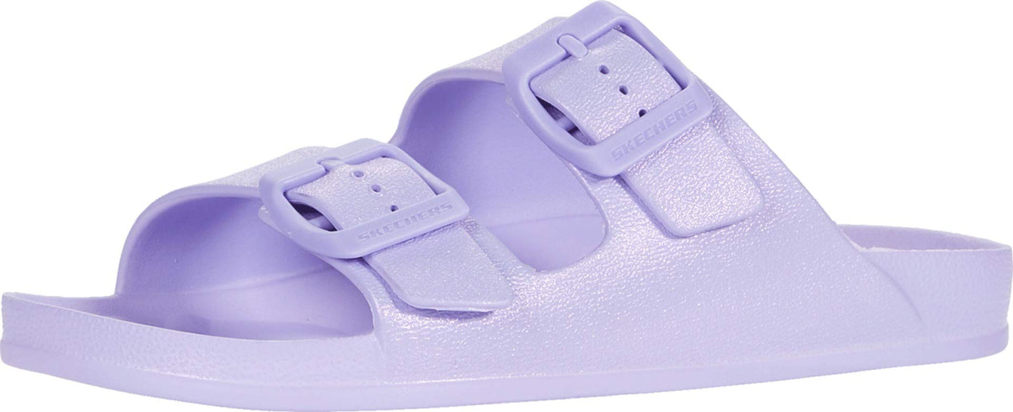 Skechers Girl's Foamies Cali Blast-Sunshine Shimmer Slide Sandal, Lavender, 2 Little Kid
