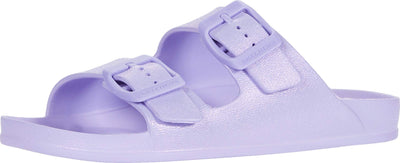 Skechers Girl's Foamies Cali Blast-Sunshine Shimmer Slide Sandal, Lavender, 2 Little Kid