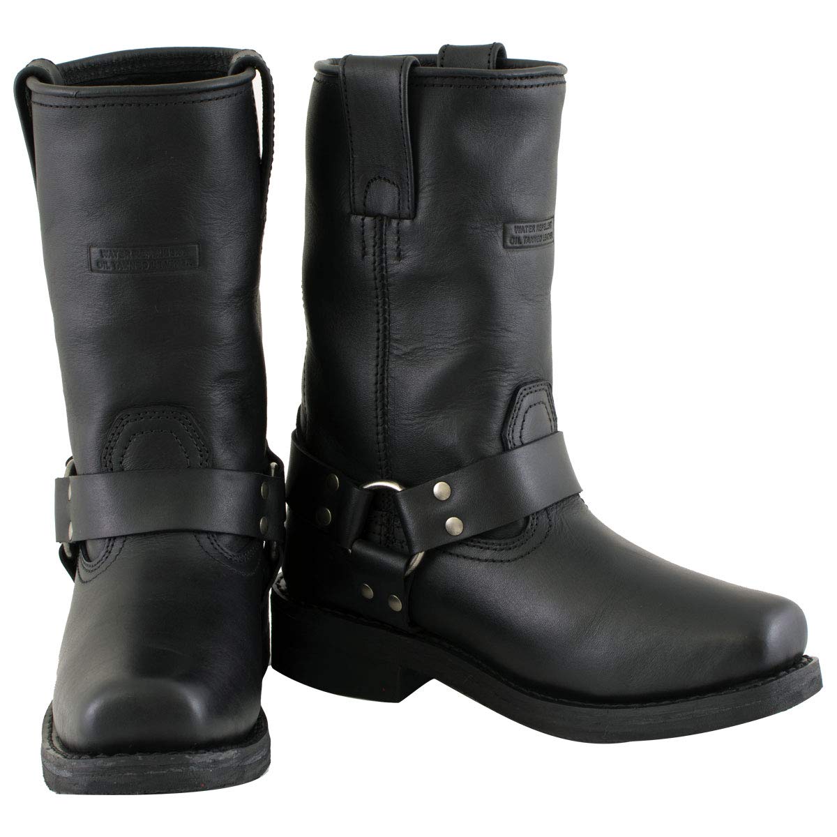 Xelement 2442 Women's Black Classic Full Grain Leather Harness Motorcycle Rider Boots - 6