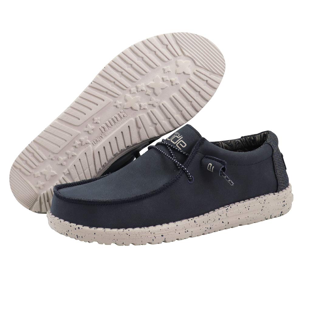 Hey Dude Men's Wally Recycled Leather Navy Size 11 | Men’s Shoes | Men's Lace Up Loafers | Comfortable & Light-Weight