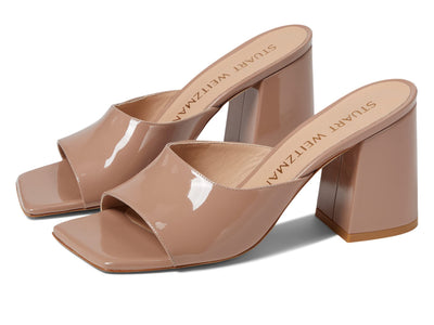 Stuart Weitzman Tia 85 Flareblock Slide Fawn 9 B