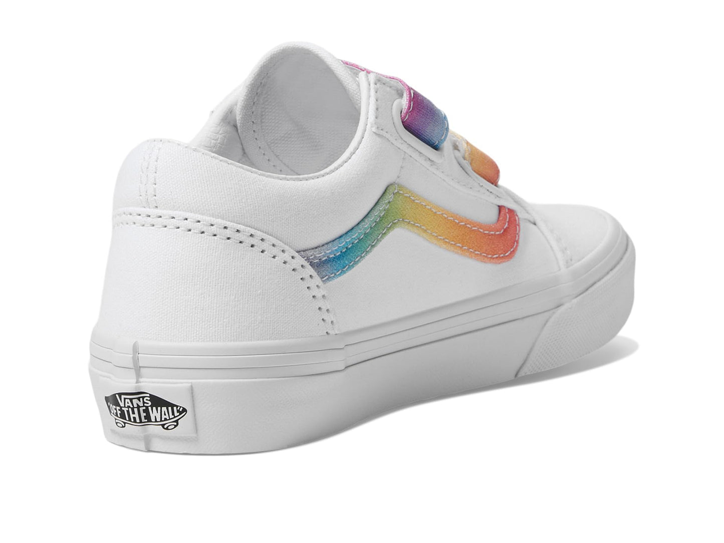 Vans Women's Kid Old Skool™ V (Little Kid), Rainbow True White/Multi, 13.5 Medium