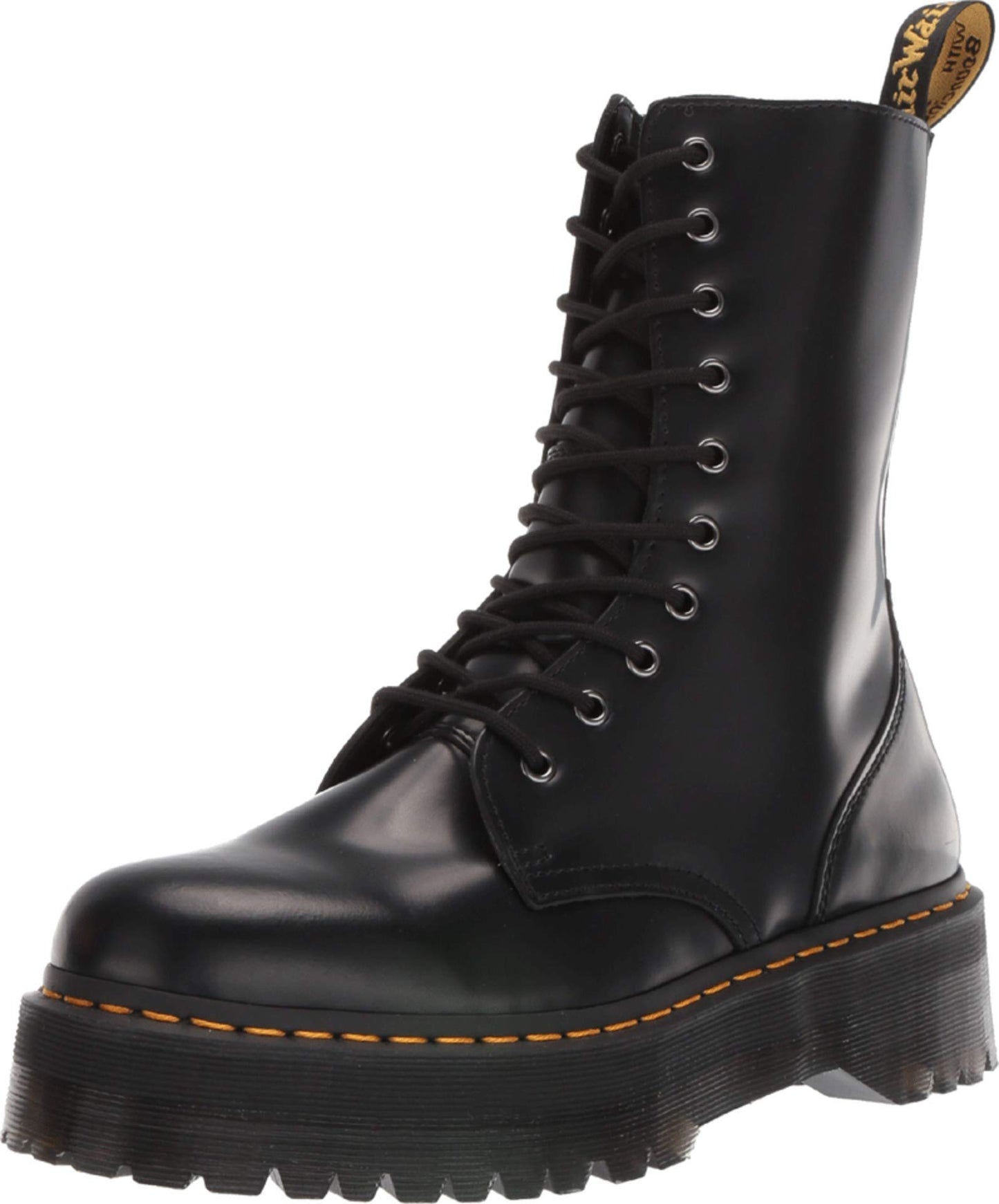 Dr. Martens Unisex's Rangers Combat Boot, Black Polished Smooth, 5.5 AU
