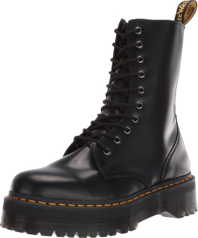 Dr. Martens Unisex's Rangers Combat Boot, Black Polished Smooth, 5.5 AU