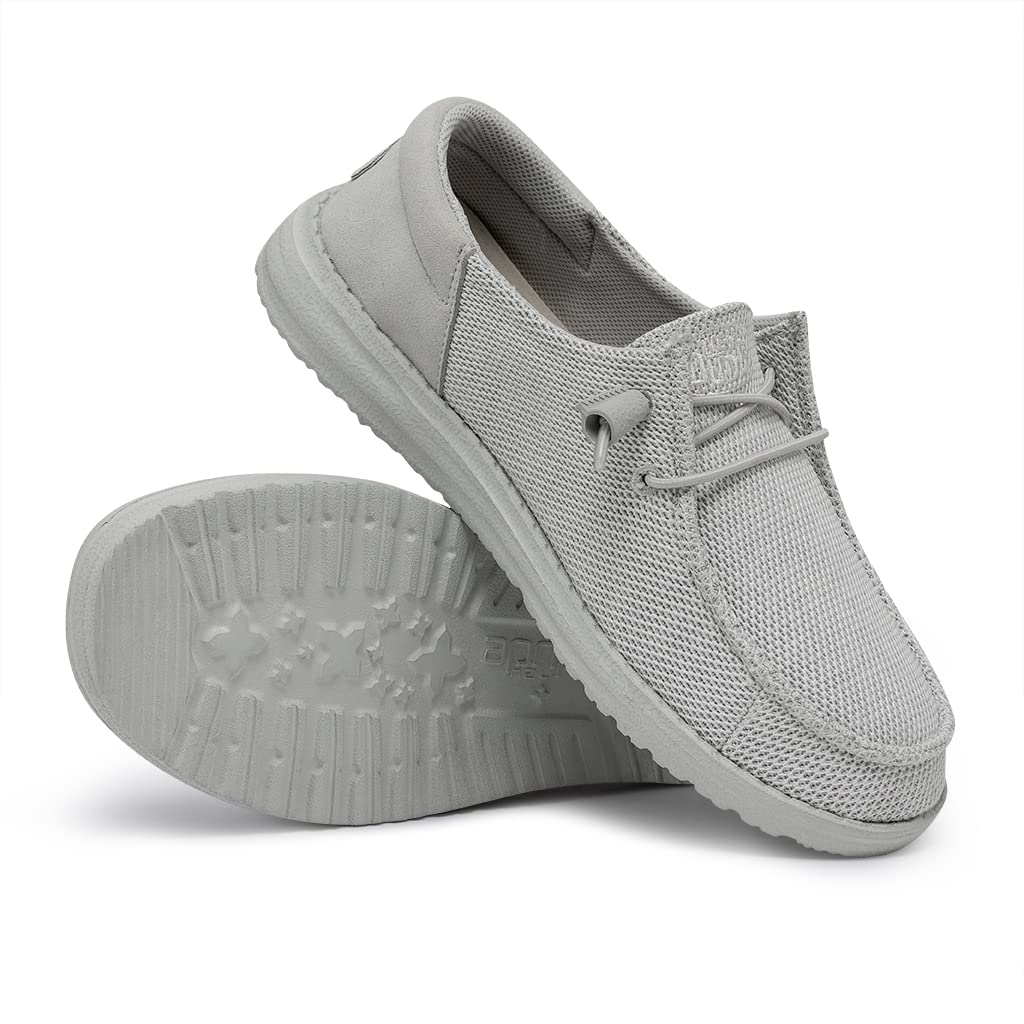 HEYDUDE Women's Wendy Funk Mono Slip On Shoe, Grey Size 6 | Stretch Knit Upper, Cushioned Foam Insole, Ultralight Casual Loafer
