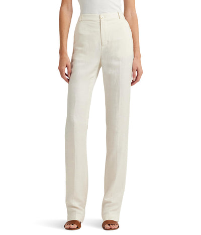 Lauren Ralph Lauren Women's Linen-Blend Twill Pants Mascarpone Cream 16
