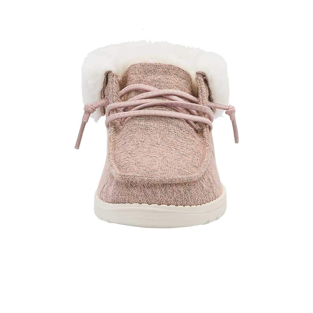 HEYDUDE Girl's Britt Youth Stretch Fleece Pink Size 6 | Girl's Shoes | Girl's Lace Up Boots | Comfortable & Light-Weight