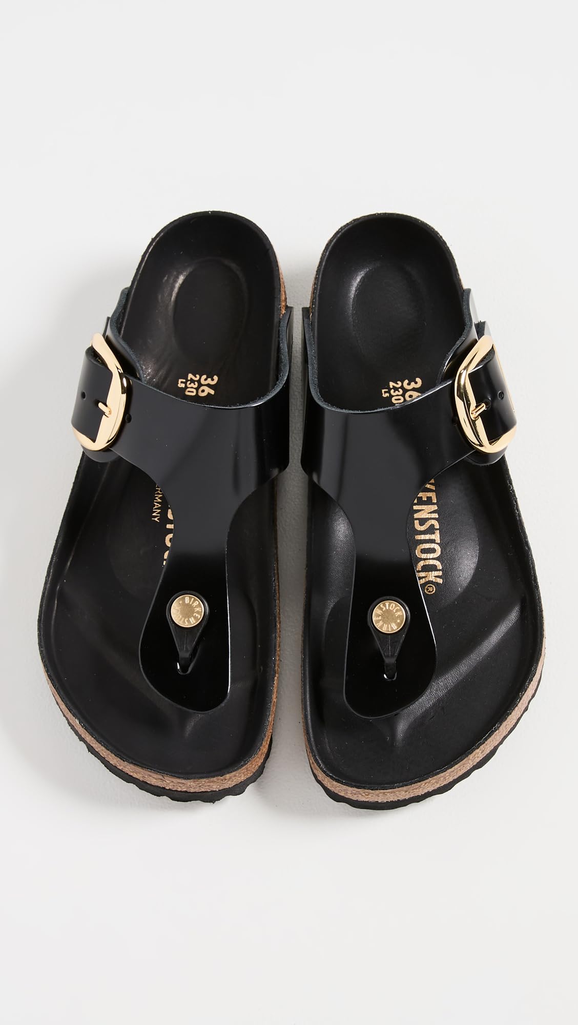 Birkenstock Women's Gizeh Big Buckle Sandals, High Shine Black, 7-7.5 Medium US