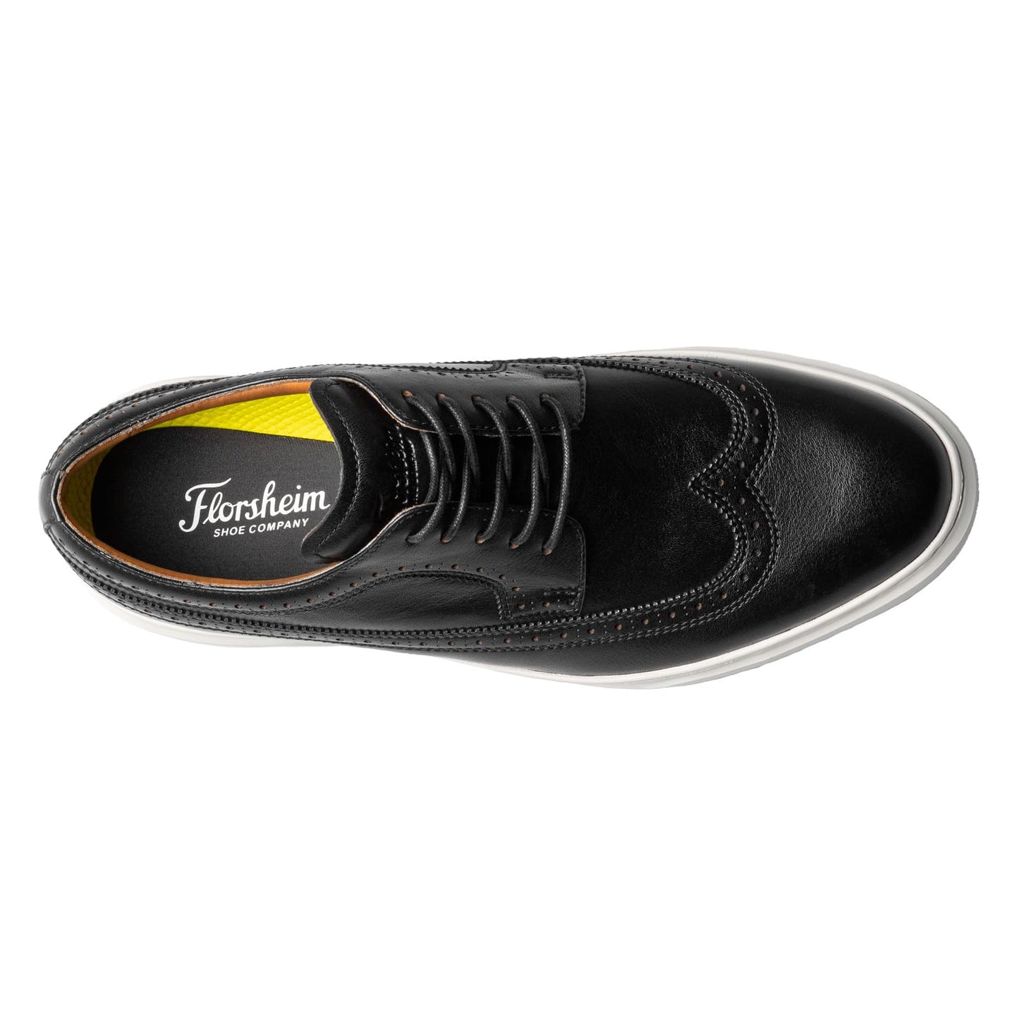 Florsheim Premier Wing Tip Lace-Up Sneaker Black Smooth/White Sole 12 M (D)