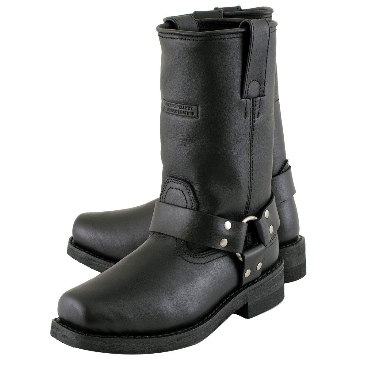 Xelement 2442 Women's Black Classic Full Grain Leather Harness Motorcycle Rider Boots - 6