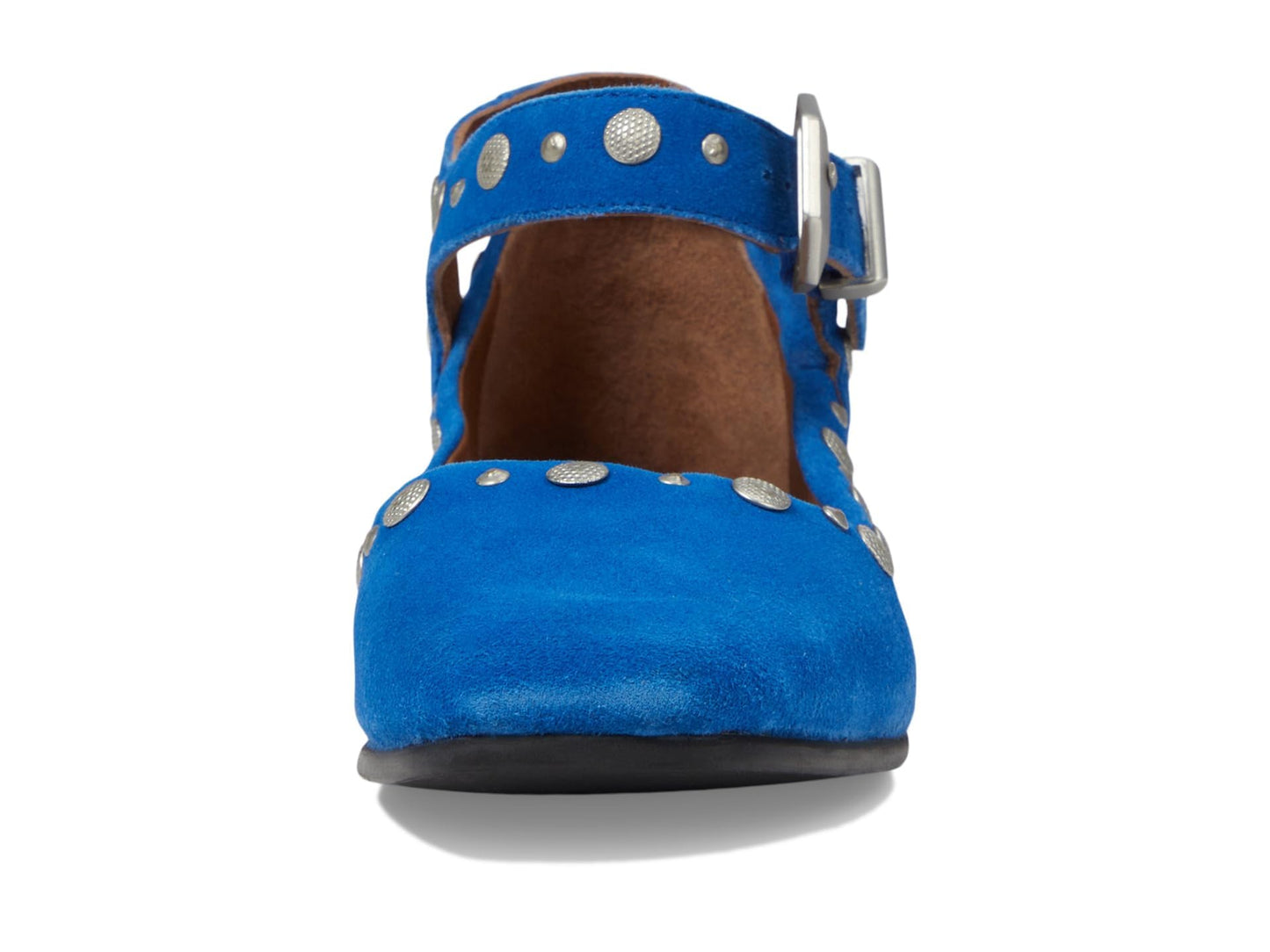 Free People Mystic Mary Jane Flat Shoes for Women - Leather Upper & Lining - Synthetic Outsole - Square Toe Electric Blue Suede EU 36.5 (US Women's 6.5) M