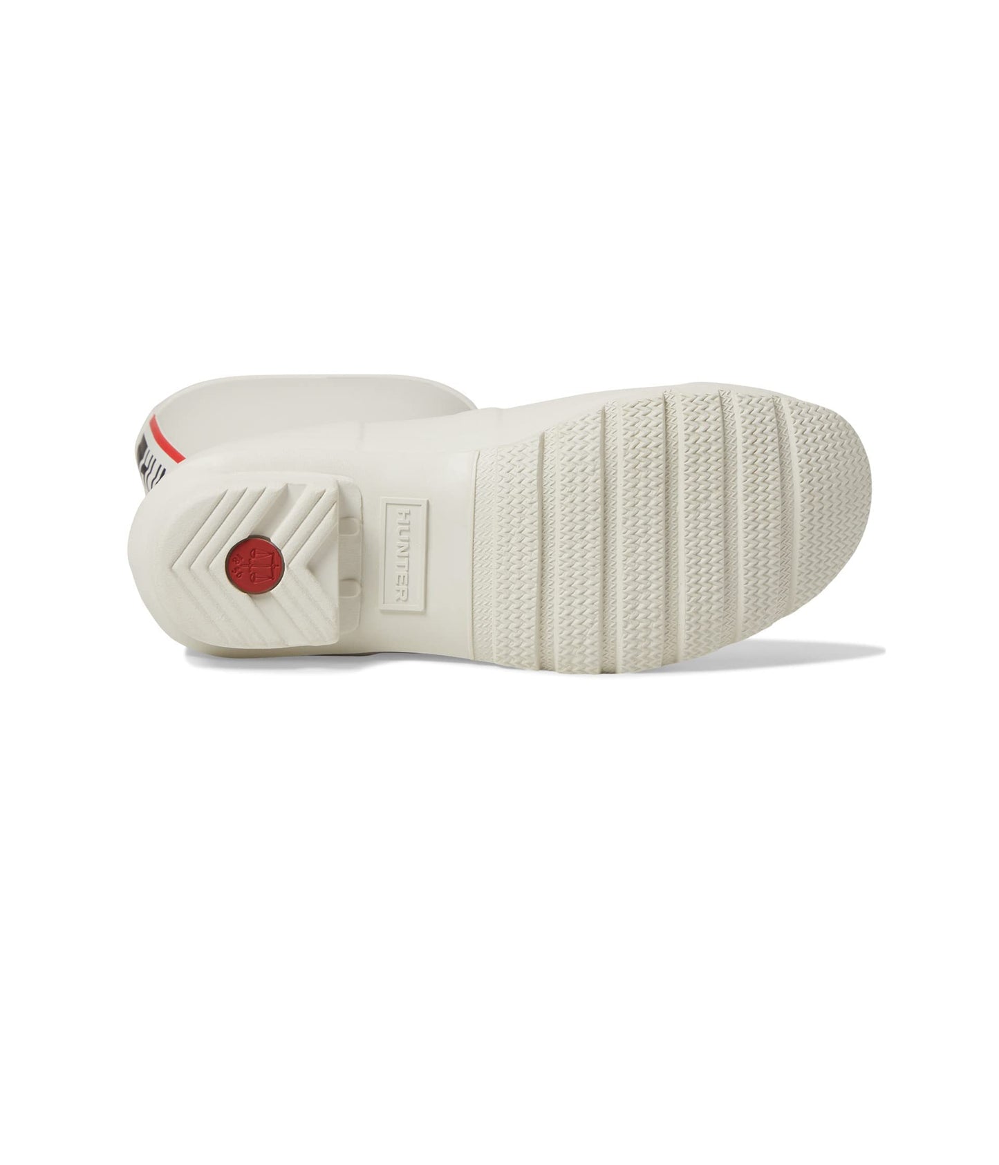Hunter Original Short Logo Backstrap Boot for Women - Rubber Upper with Recycled Polyester Lining, and Buckle Closure White Willow 8 M