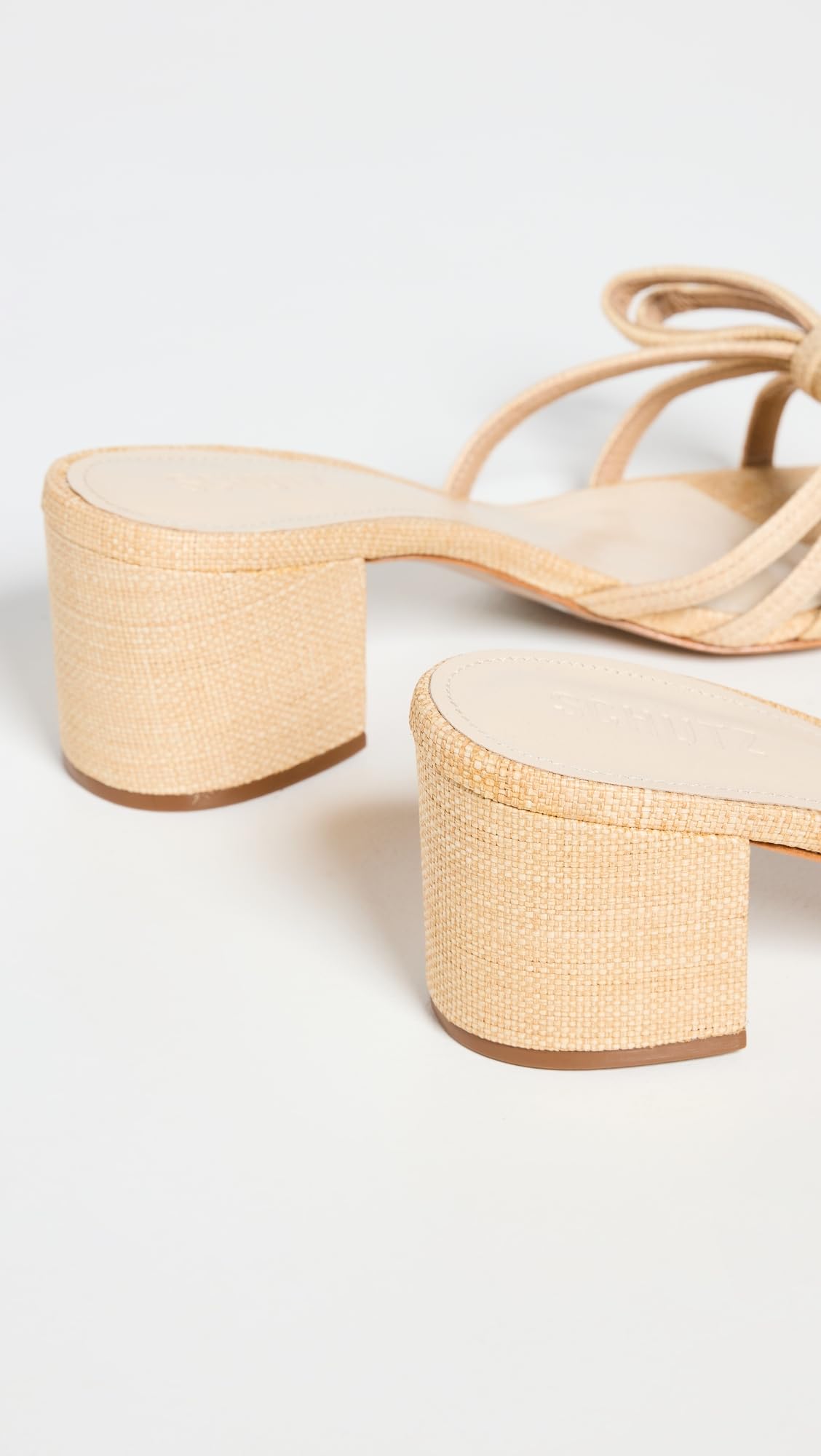 SCHUTZ Women's Palha Block Heels, Raffia, Tan, 10 Medium US