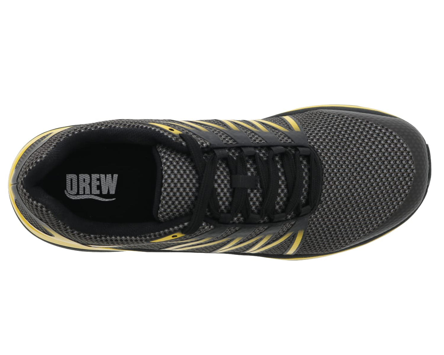 Drew Player Mens Slip Resistant Athletic Shoe, Black/Yellow Combo,11 Wide (2E)