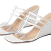 Stuart Weitzman Deco 85 Wedge Heels for Women - Slip on Style with Square Toe Construction, Chic and Gorgeous Wedge Heels White/Clear 10.5 B