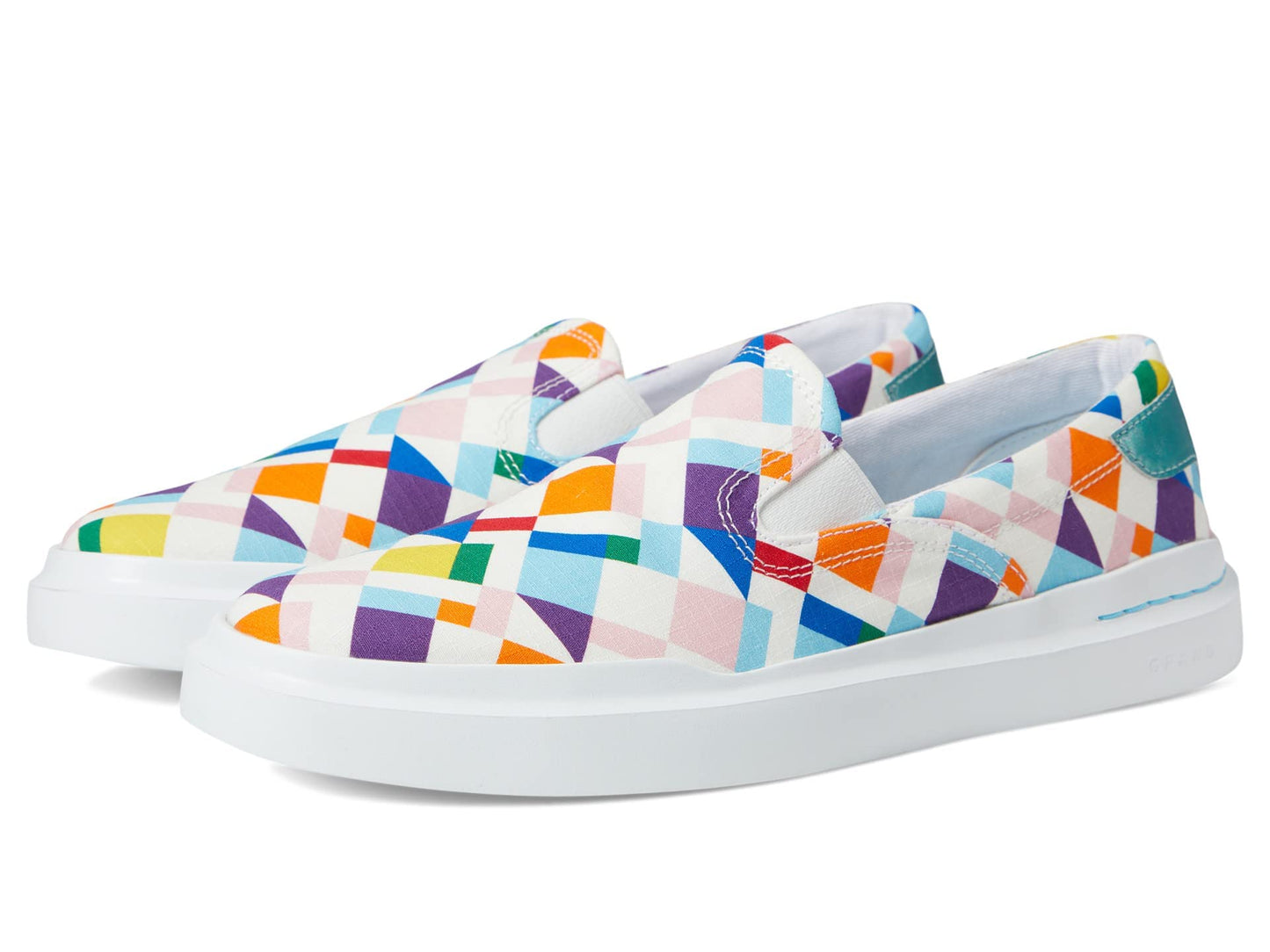 Cole Haan® Grandpro Rally Canvas Men’s Slip-On Sneakers – Man-Made Upper and Outsole – Printed Design Pride 8 D - Medium