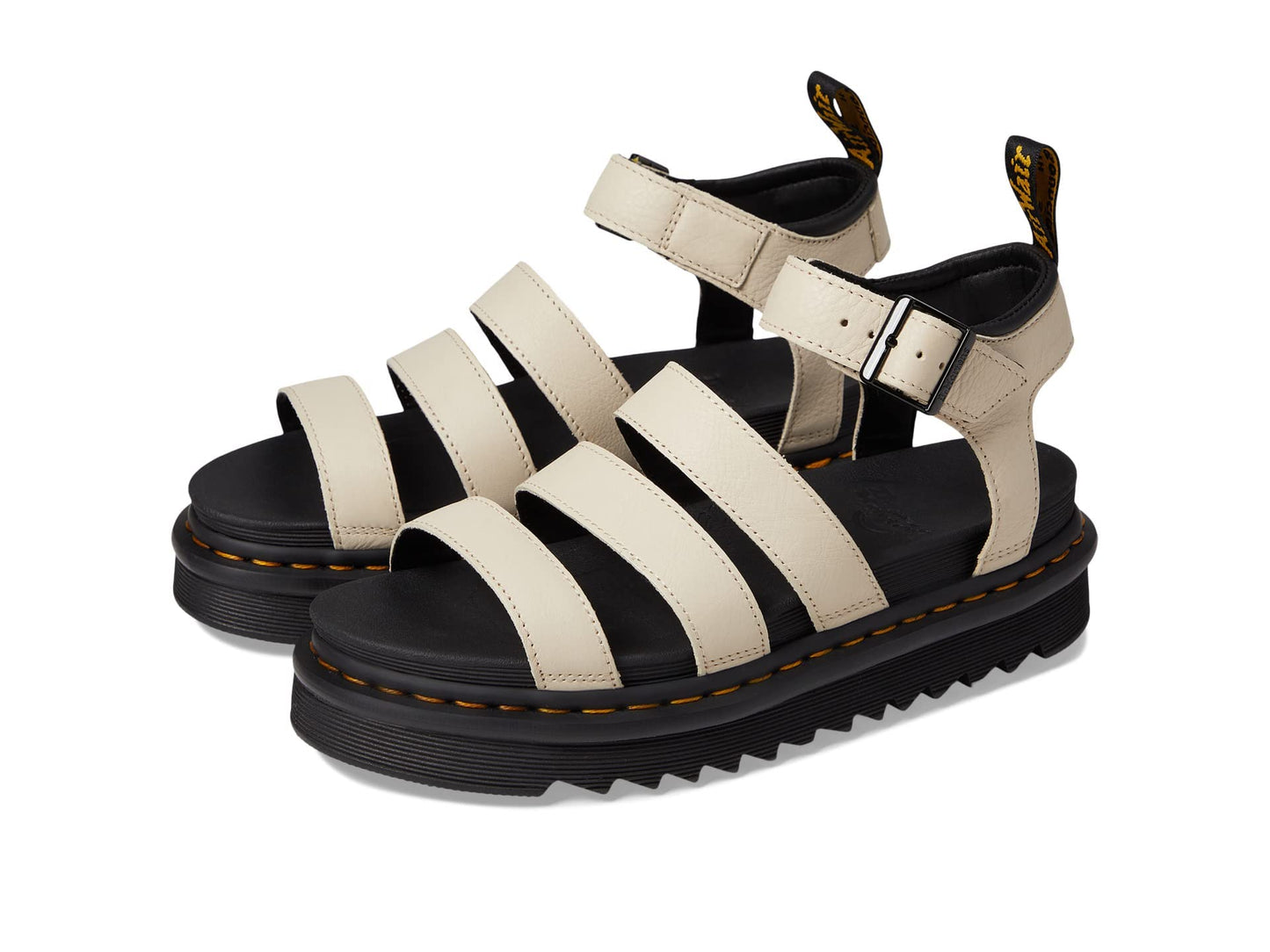 Dr. Martens Blaire Sandals For Women - Leather Ankle Strap With Adjustable Metal Buckle, Comfortable and Relaxing Sandals Parchment Beige UK 5 (US Women's 7) M