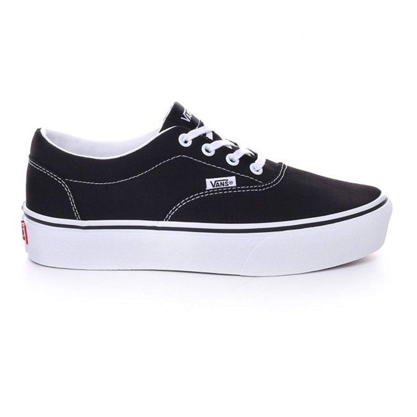 Vans Women's Doheny Platform Sneaker, Canvas Black White, 5.5