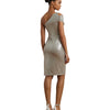 Lauren Ralph Lauren Womens Metallic One-Shoulder Cocktail Dress Bright Nickel/Silver Foil 10
