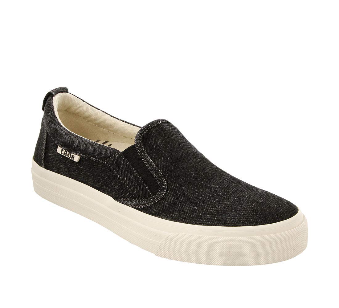 Taos Rubber Soul Slip-On Women's Sneaker - Fresh and Clean Canvas Design with Effortless Style, Removable Footbed and Arch Support - Elevated Comfort for All-Day Fashion Black Denim 8.5 M US